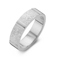 Herrering True hvidguld med dobbeltaftryk bredde 6,5mm