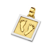 pendant, anhänger, hanger, footprint, Fussabdrück, voetafdruk, unique, gold, goud, yellow, white,